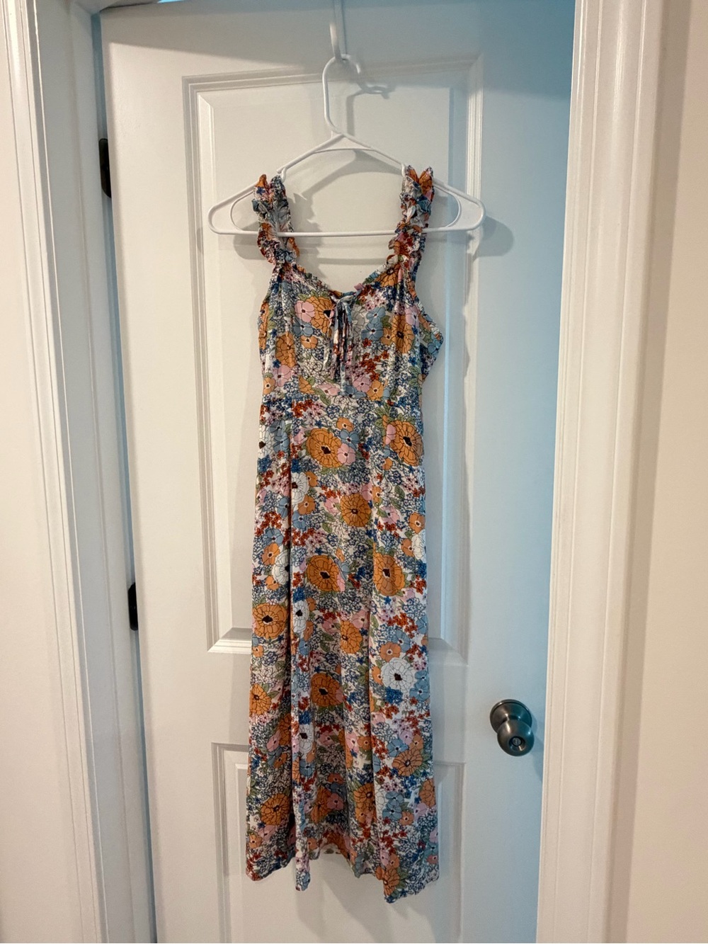 Floral Ruffle-Strap Maxi Dress in Multi-Color